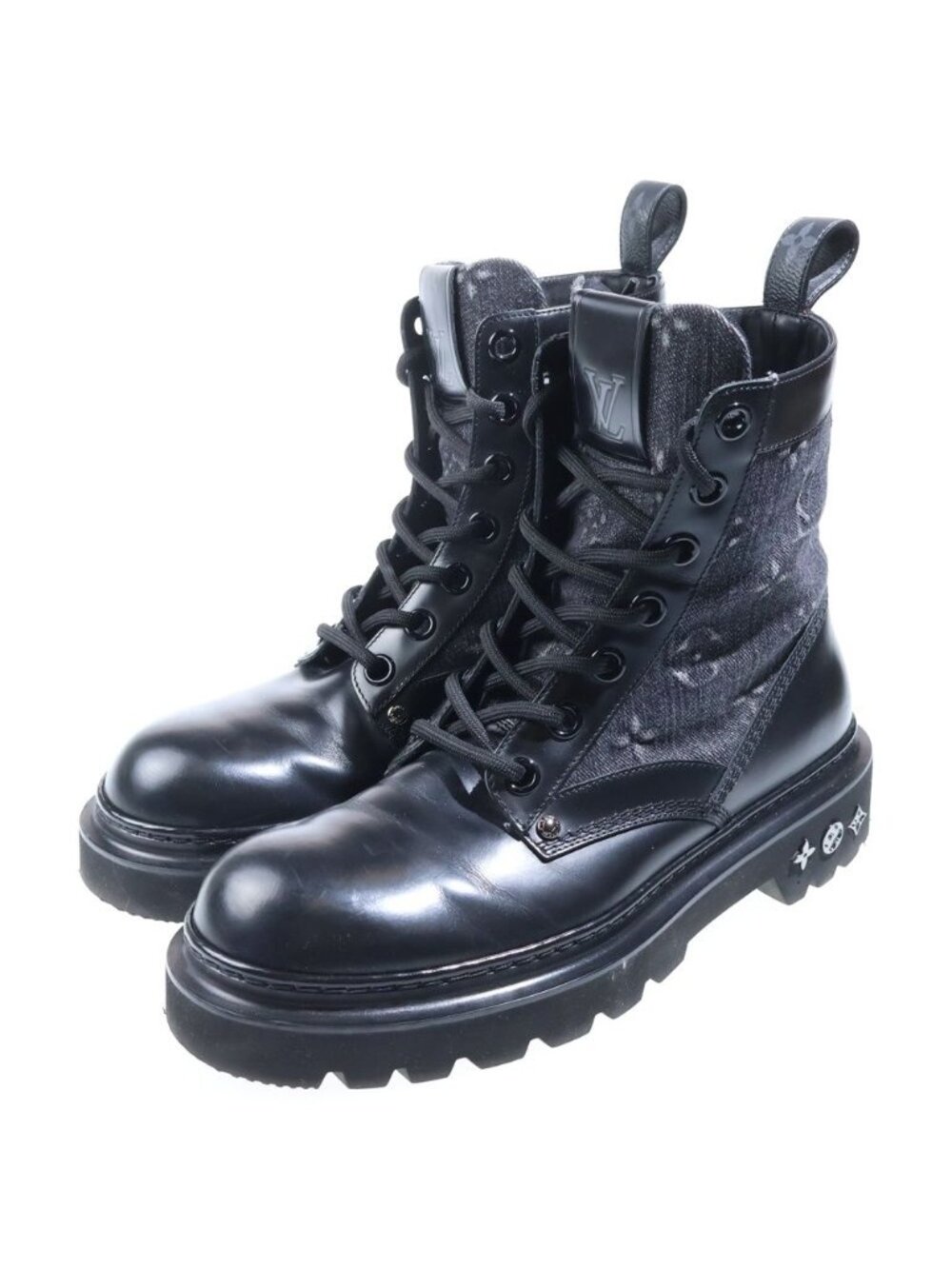 Louis Vuitton Monogram Denim LV Ranger Ankle Boots High Cut Sneakers Black - Picture 2 of 6